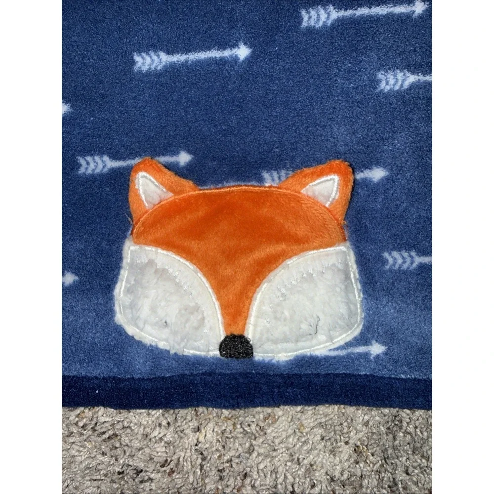 Parents Choice Navy Blue Fox Applique Baby Blanket Arrows Security Lovey‎ 30x40